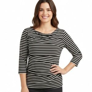 89th‎ Madison Striped Tunic Blouse 3/4 Sleeve Layered New Womens Top Size Small